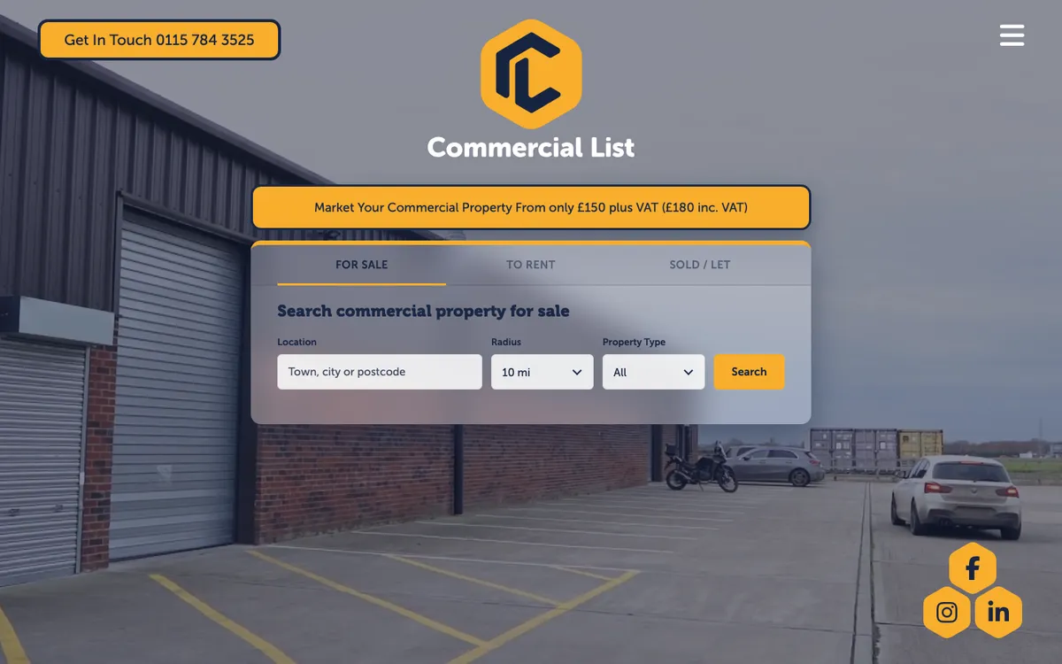 Commercial List website design