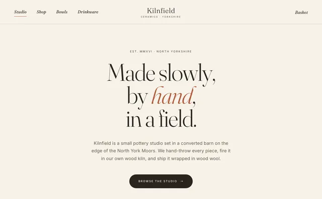 Kilnfield Ceramics website design