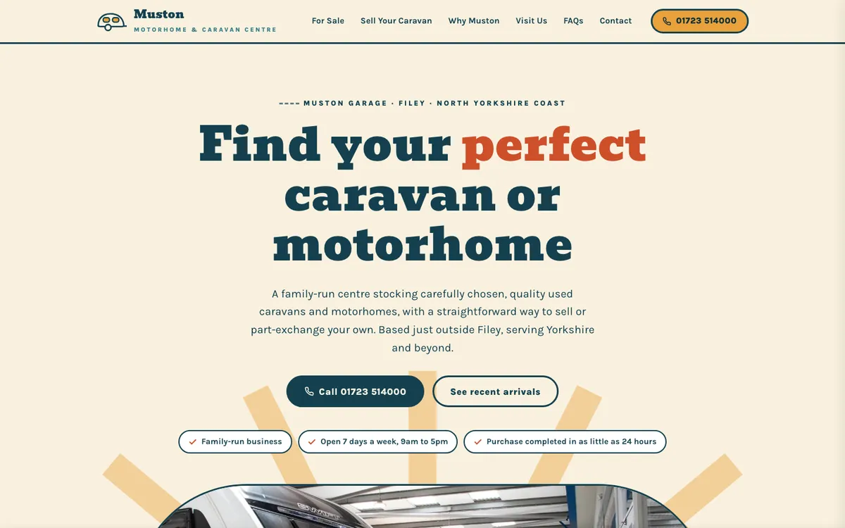 Muston Motorhome & Caravan Centre website design