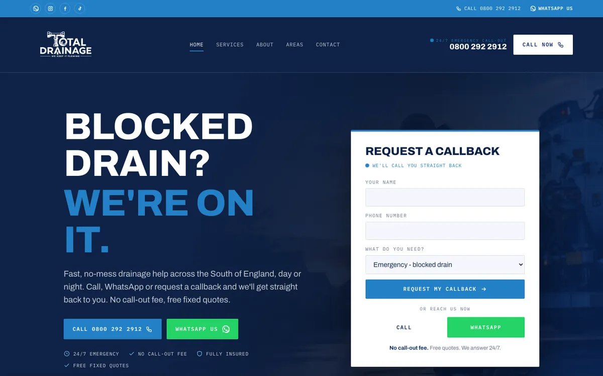 Total Drainage website design