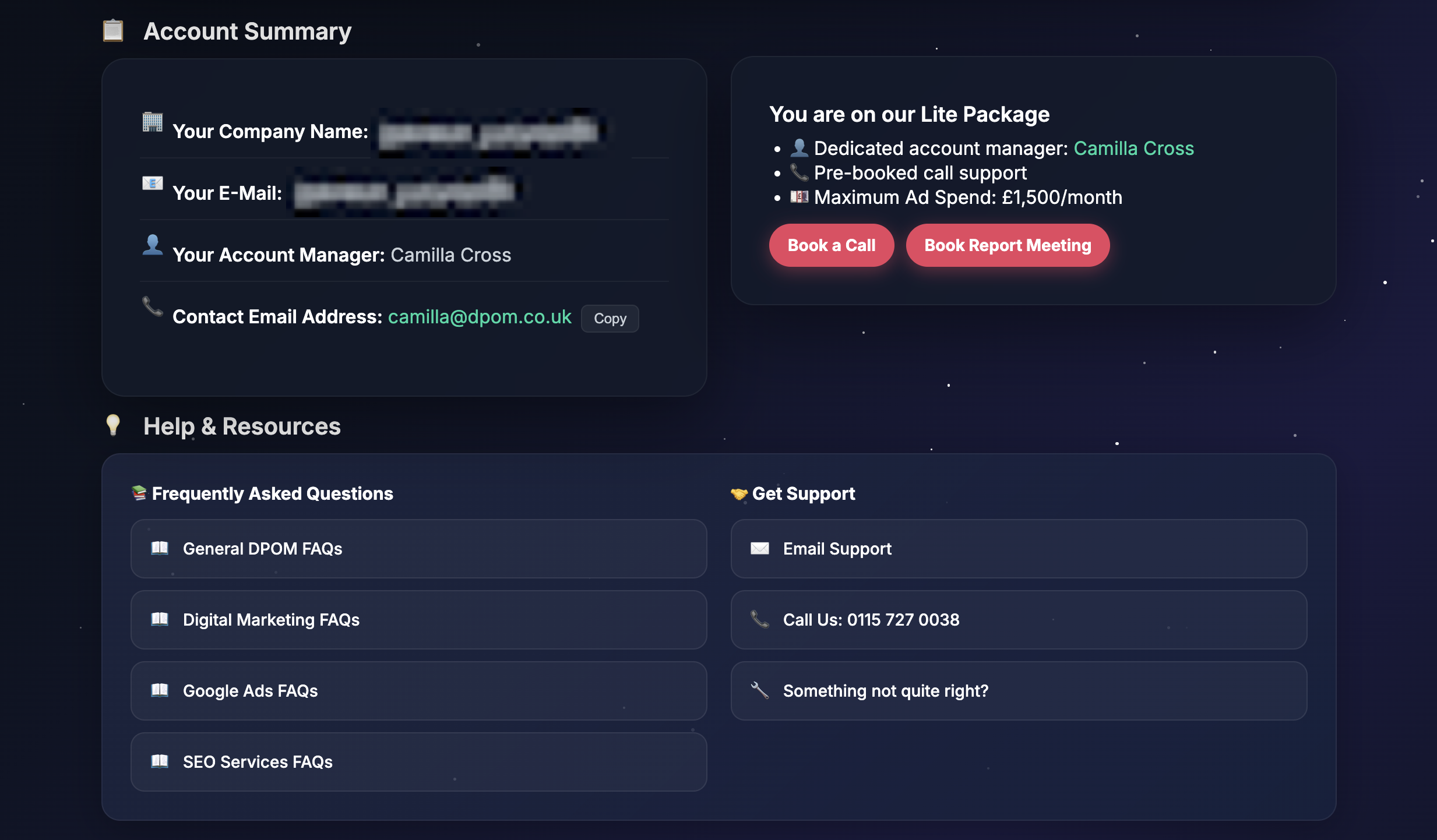 Your Account At a Glance